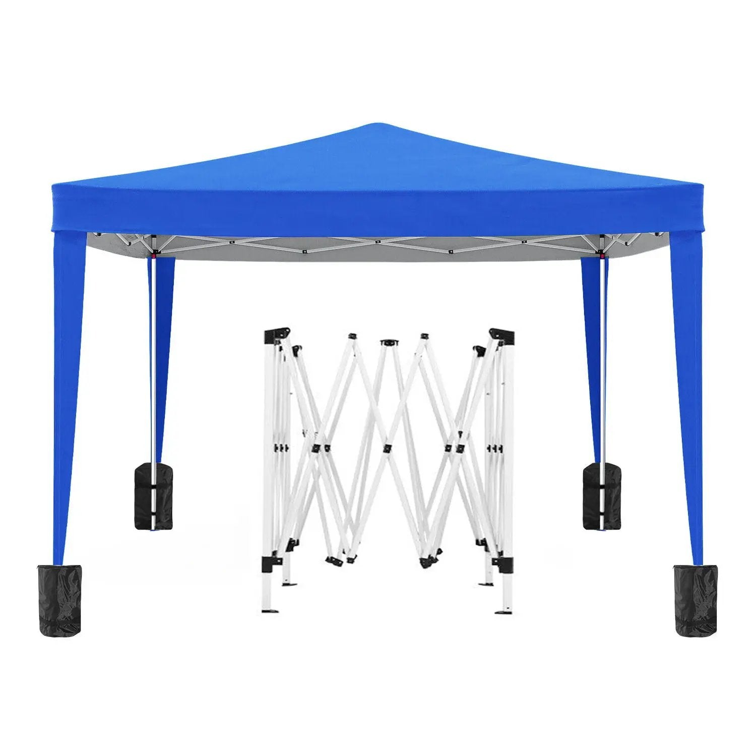 10'X10' Folding Canopy With 4 Removable Sidewalls Outdoor Event Shelter UPF 50+ Gazebo Portable Tents For Parties Beach Camping Wedding Ez Pop Up Canopy 4 Pieces Weight Bag + Carry Bag by Unique Piece Furniture