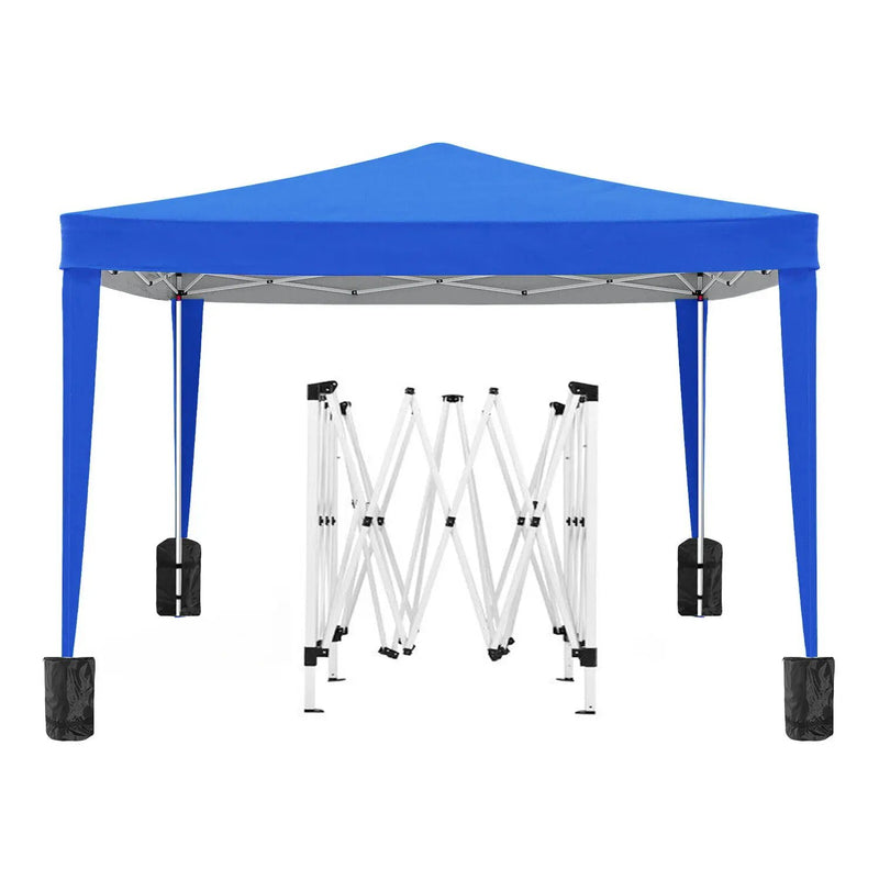 10'X10' Folding Canopy With 4 Removable Sidewalls Outdoor Event Shelter UPF 50+ Gazebo Portable Tents For Parties Beach Camping Wedding Ez Pop Up Canopy 4 Pieces Weight Bag + Carry Bag by Unique Piece Furniture