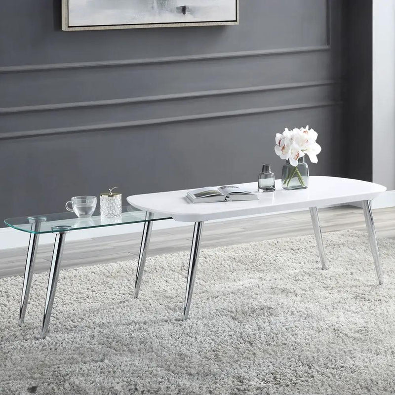Patina - Coffee Table - White & Chrome by Unique Piece Furniture