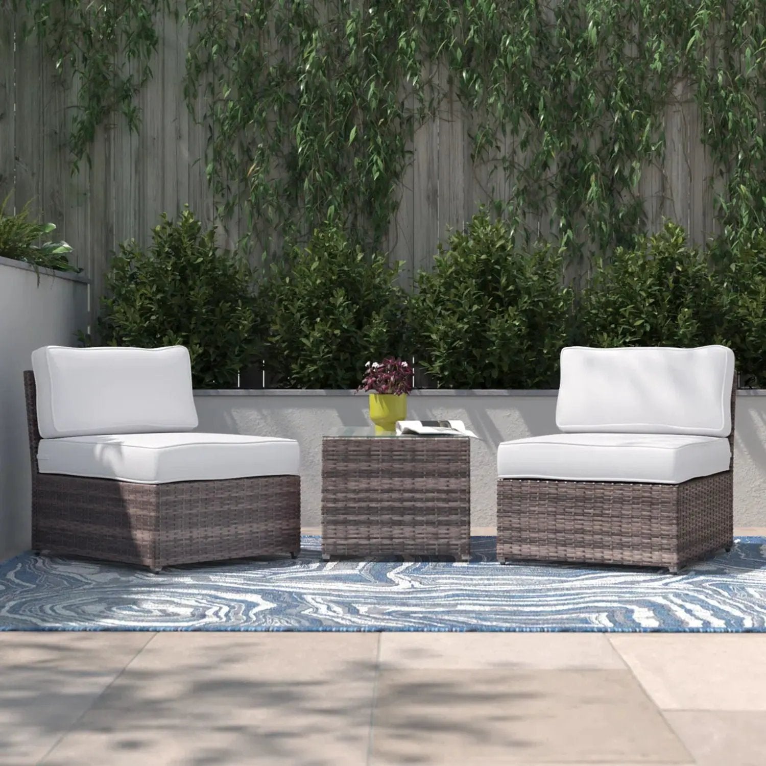 Modern Wicker Outdoor Seating Set With Cushions by Unique Piece Furniture