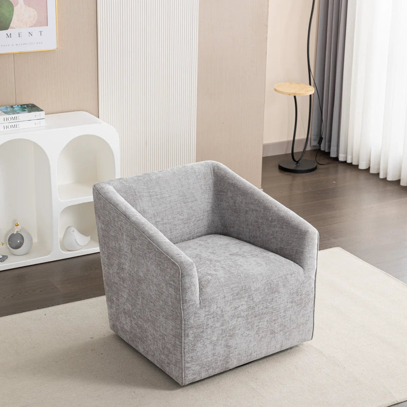 Nice Modern Upholstered Barrel Armchair, 360° Swivel by HouseOfZazla