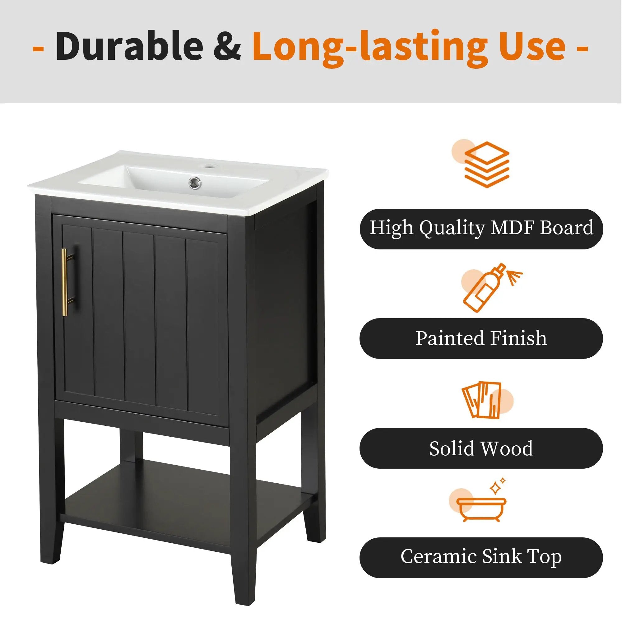 20" Bathroom Vanity with Sink and Storage Rack by HouseOfZazla