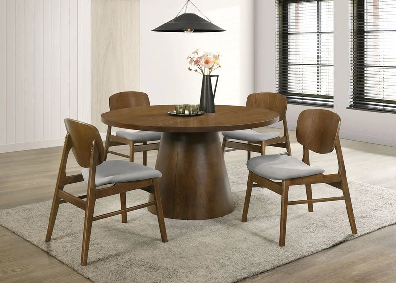Franklin 54-inch Round Wood Pedestal Base Dining Table Dark Brown by Unique Piece Furniture