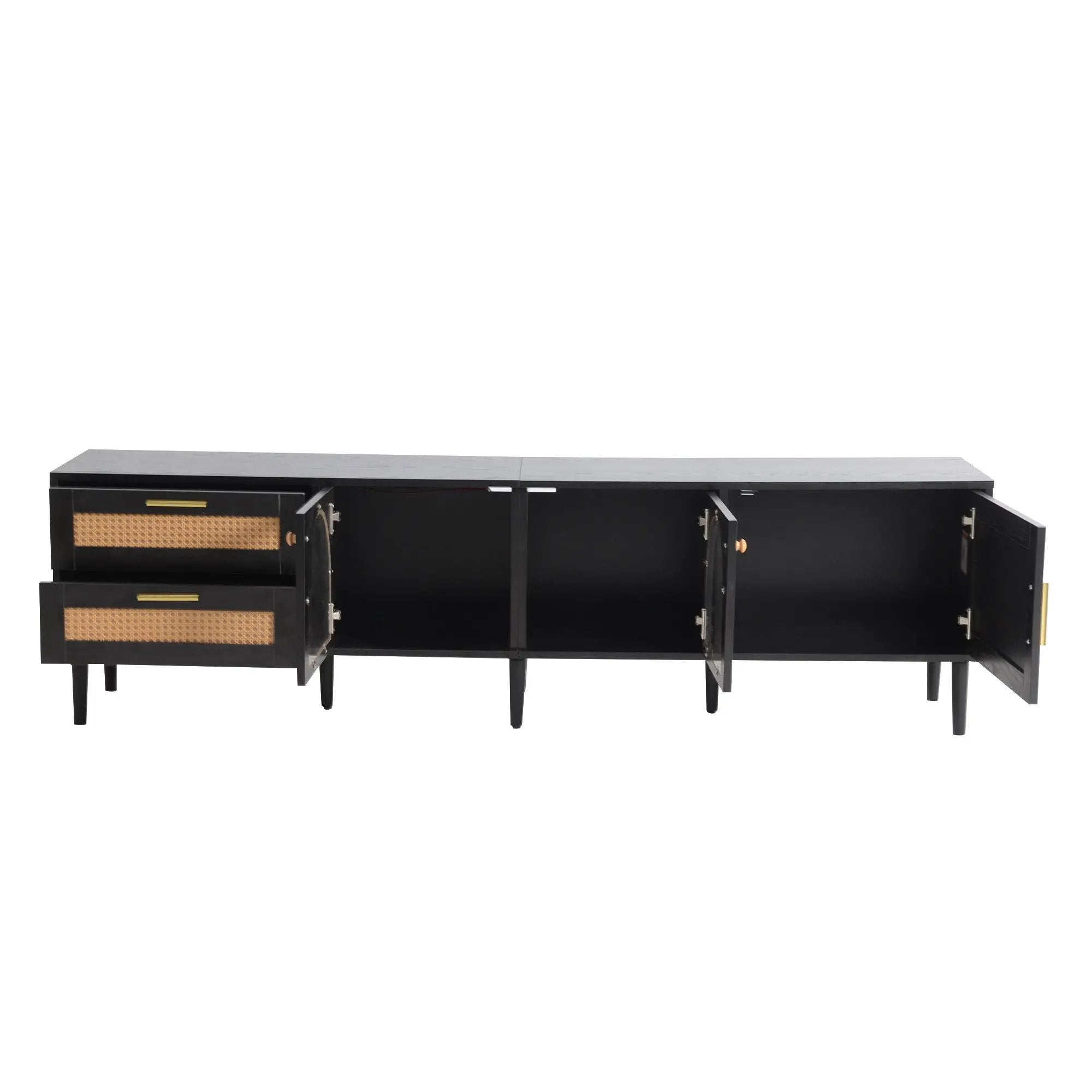 TV Stand With App-Controlled LED Lights, 2 Drawers & Door Storage by HouseOfZazla