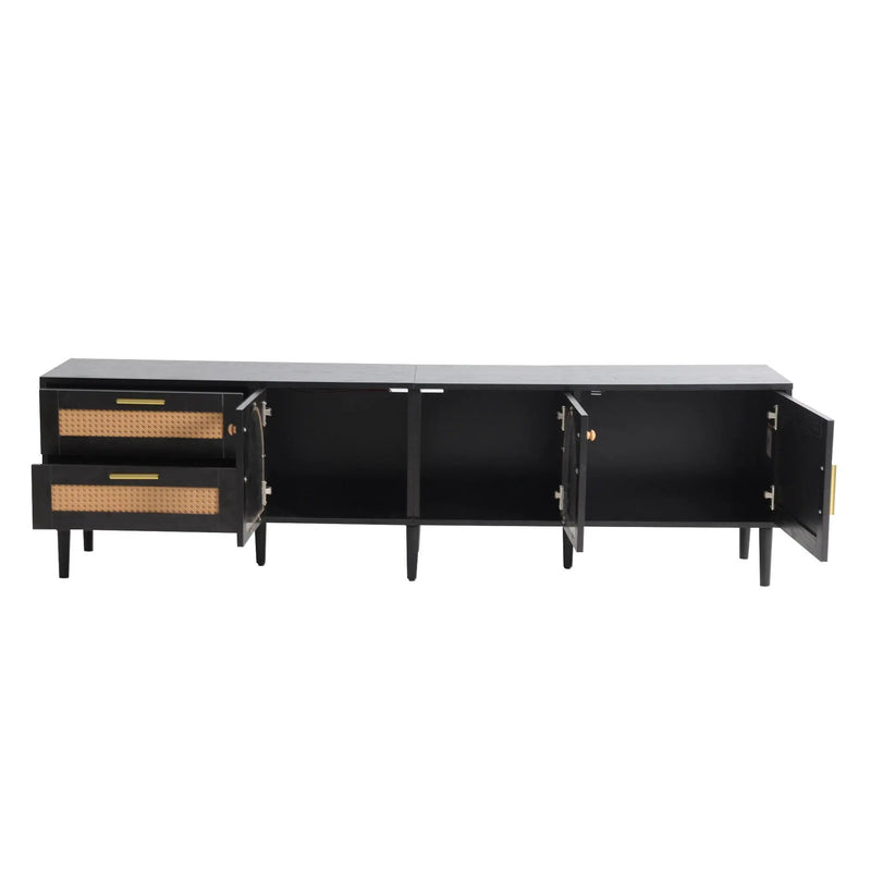 TV Stand With App-Controlled LED Lights, 2 Drawers & Door Storage by HouseOfZazla