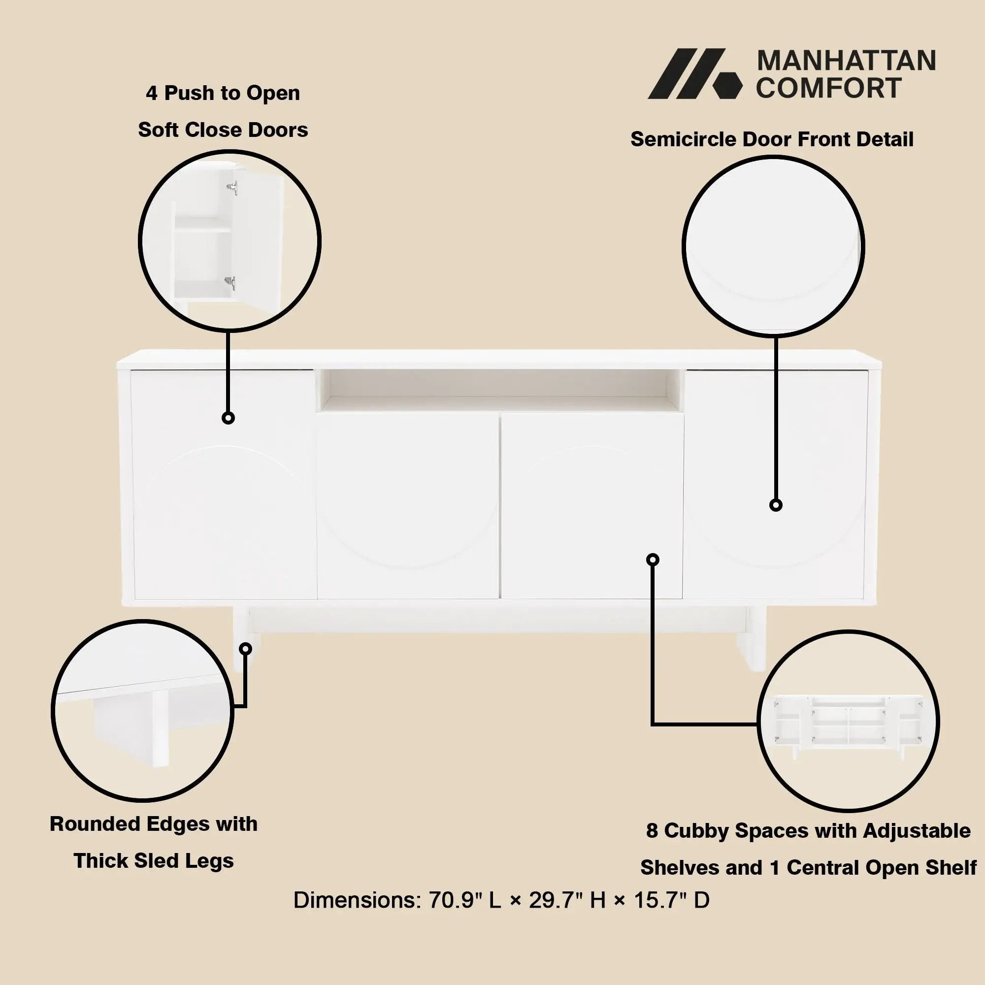 Ella - Sideboard With Adjustable Shelves by HouseOfZazla