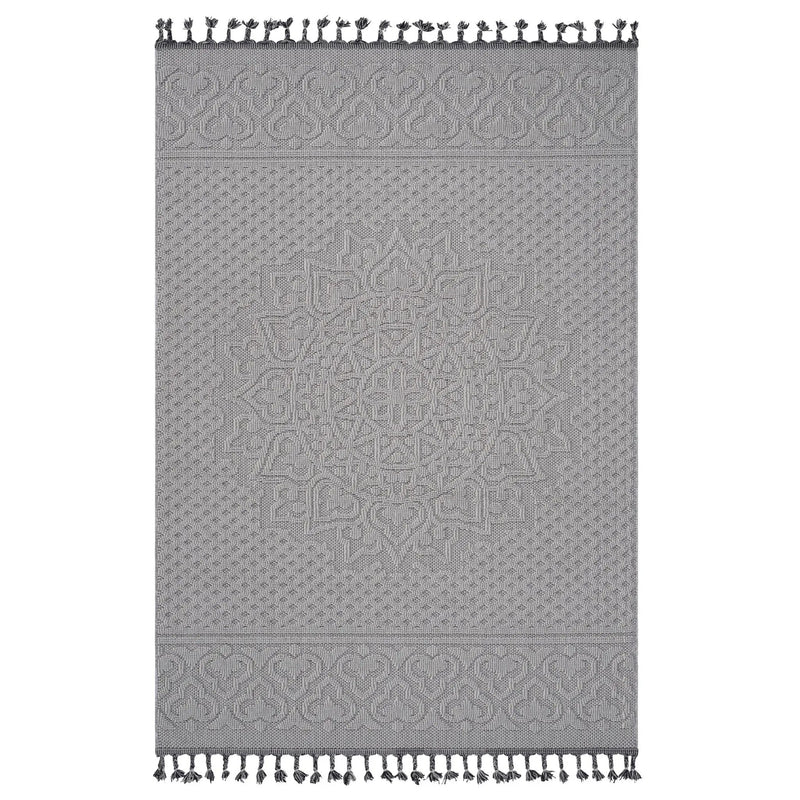 Guros - 6' X 9' Medallion Indoor / Outdoor Area Rug - White / Ivory by HouseOfZazla