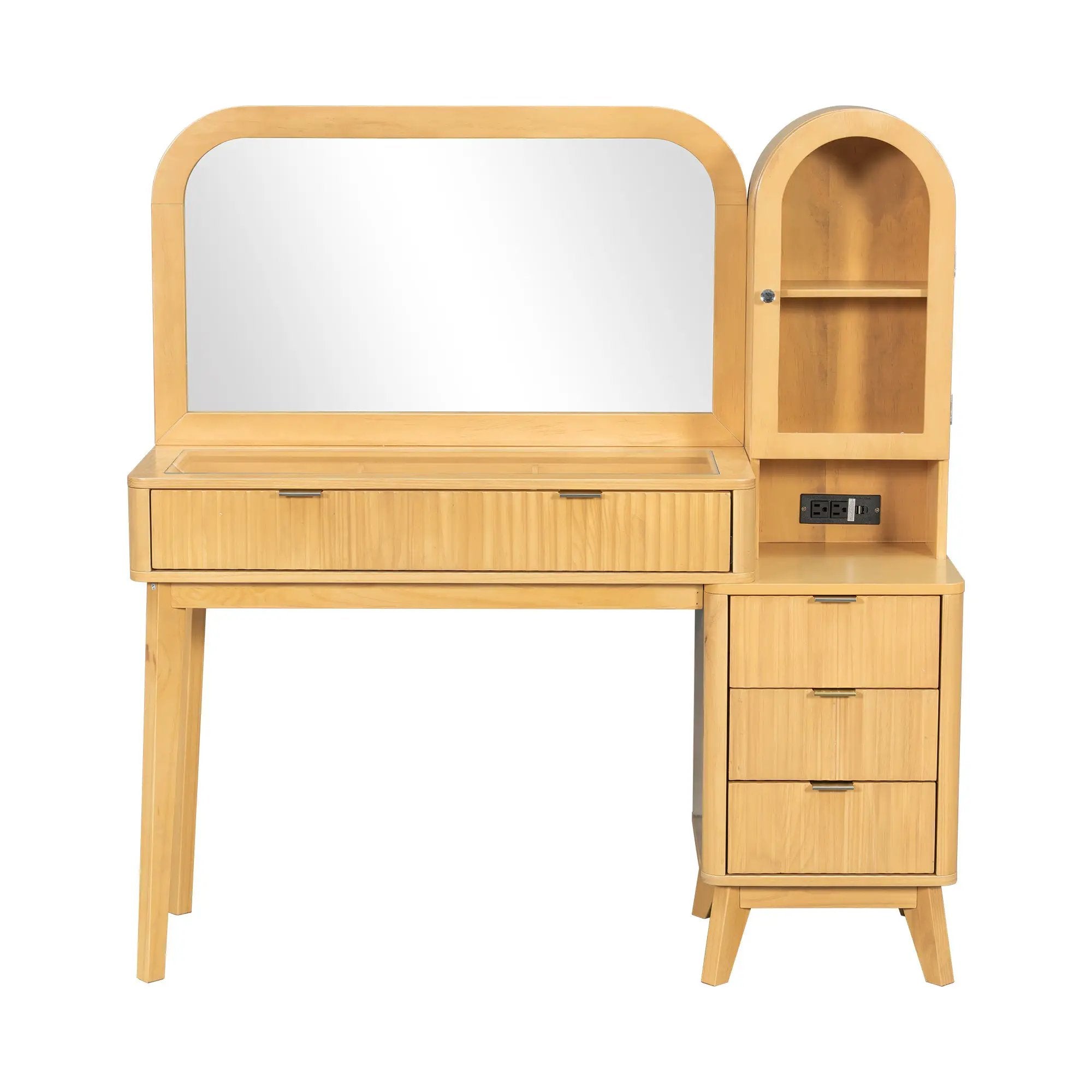 48" Fluted Makeup Vanity Desk with Large 32" Mirror by HouseOfZazla