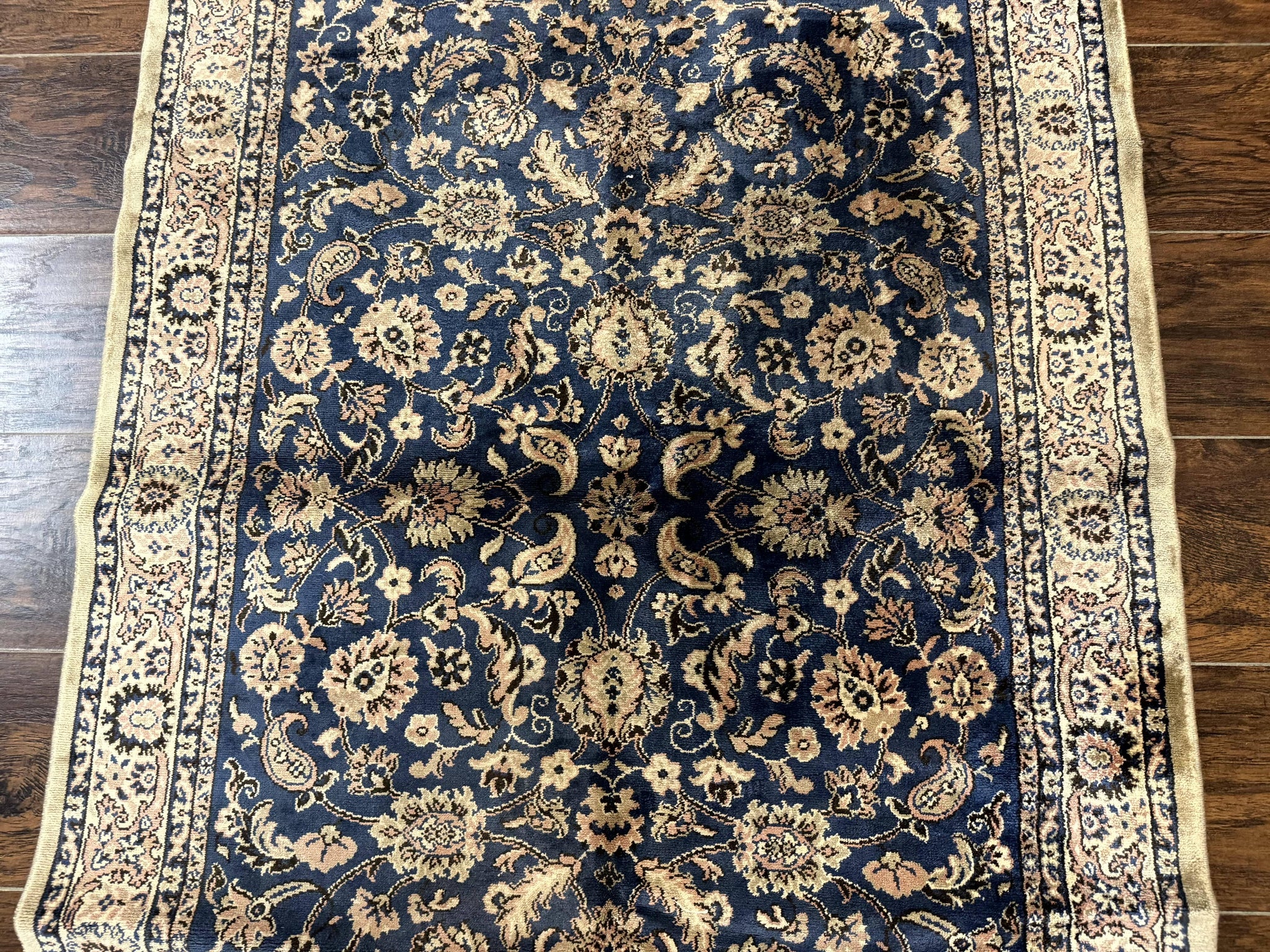Vintage Art Silk Rug 3x4, Traditional Oriental Persian Design Rug, Belgium Power Loomed Rug, Navy Blue by Jewel Rugs