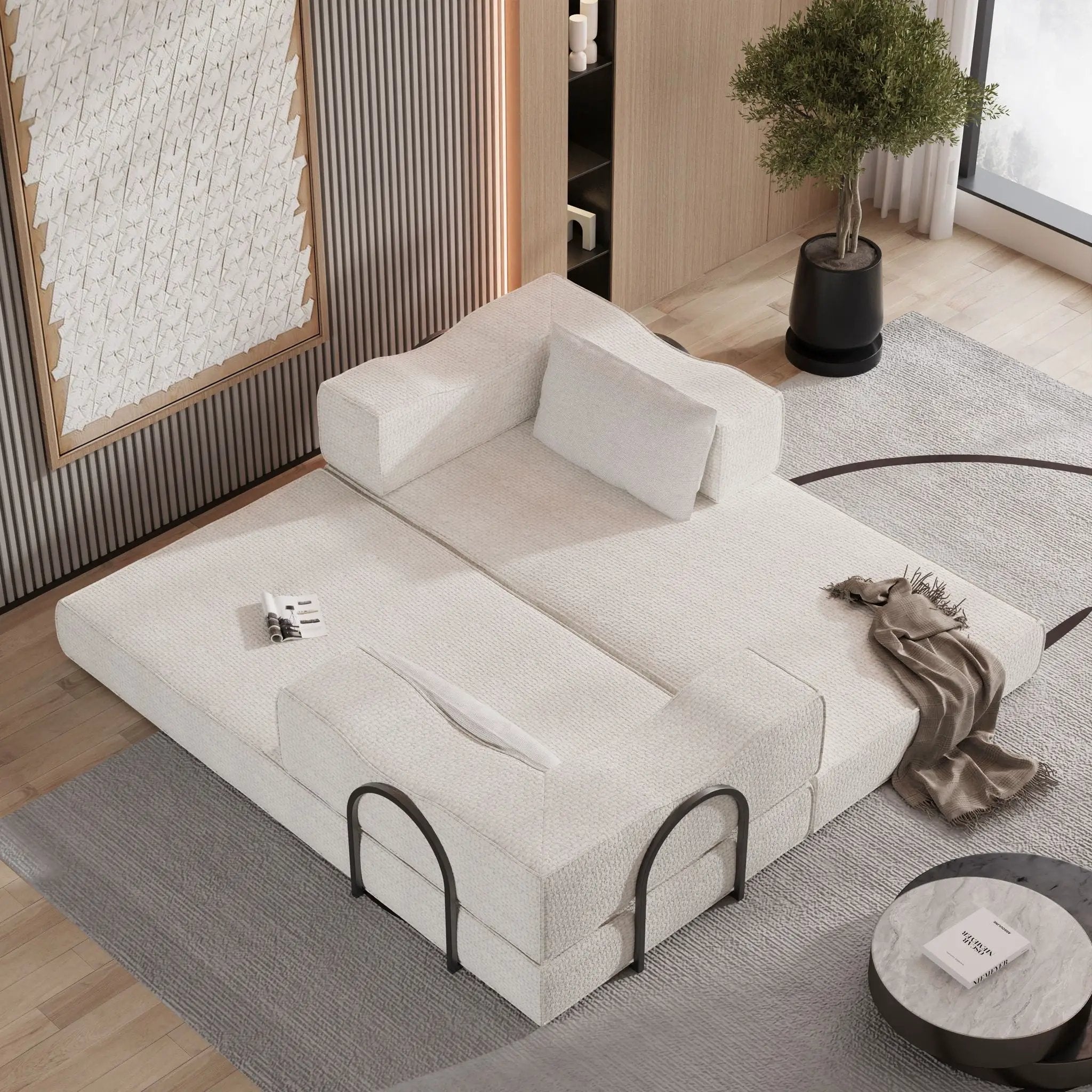 3 Seat Folding Floor Couch & King Size Bed Mattress by HouseOfZazla