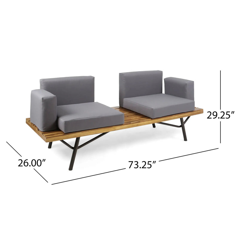 2 Piece Patio Set With Loveseat And Coffee Table - Natural / Dark Gray by HouseOfZazla