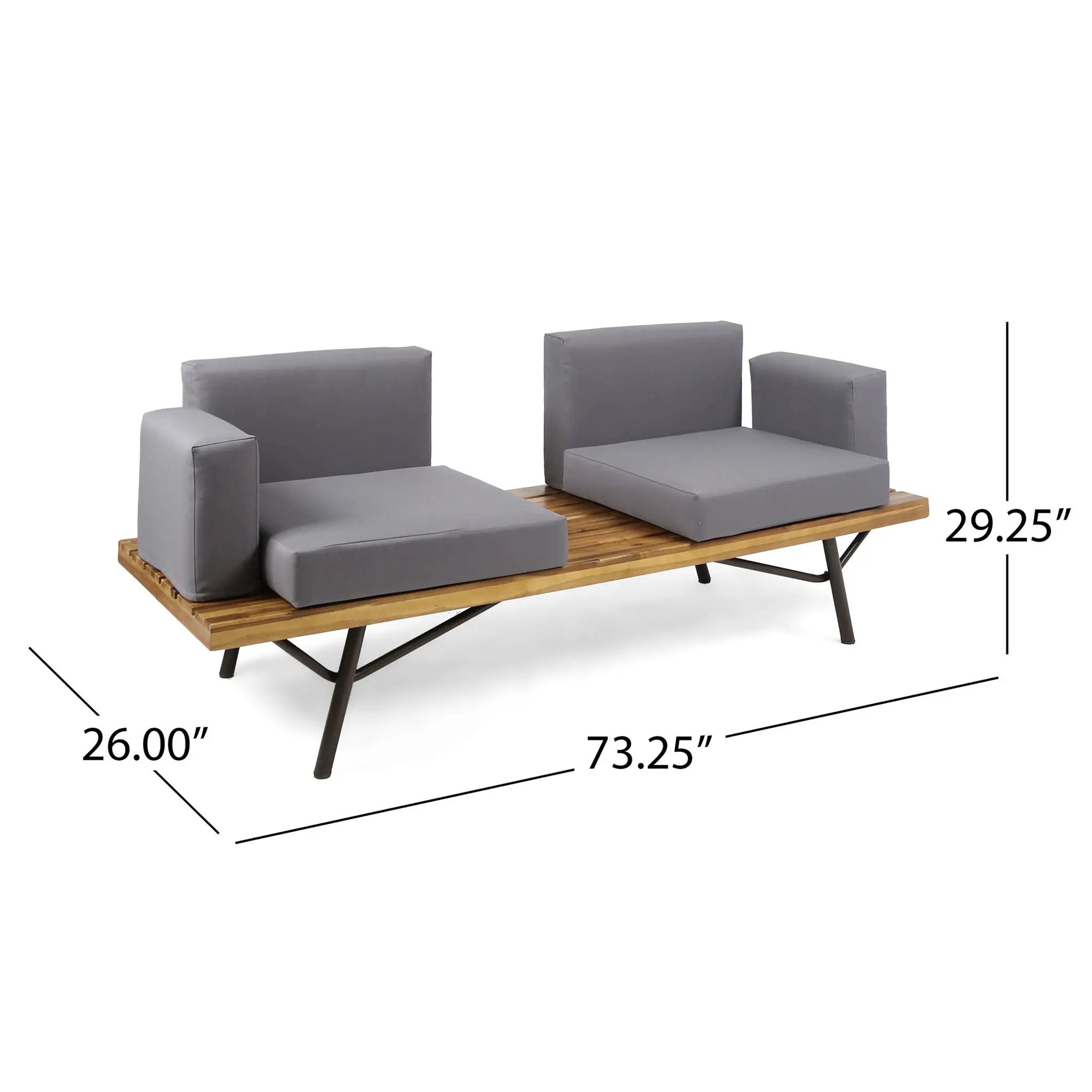 Outdoor Sofa With Cushions And Iron Legs - Dark Gray by HouseOfZazla