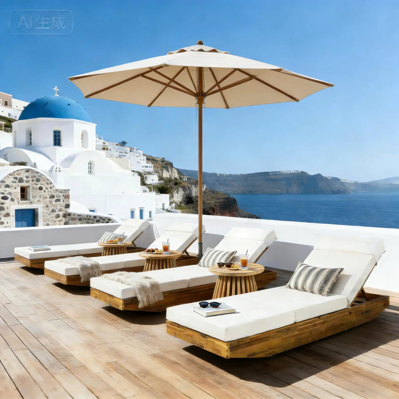 Modern Acacia Wood Outdoor Chaise Lounge by HouseOfZazla