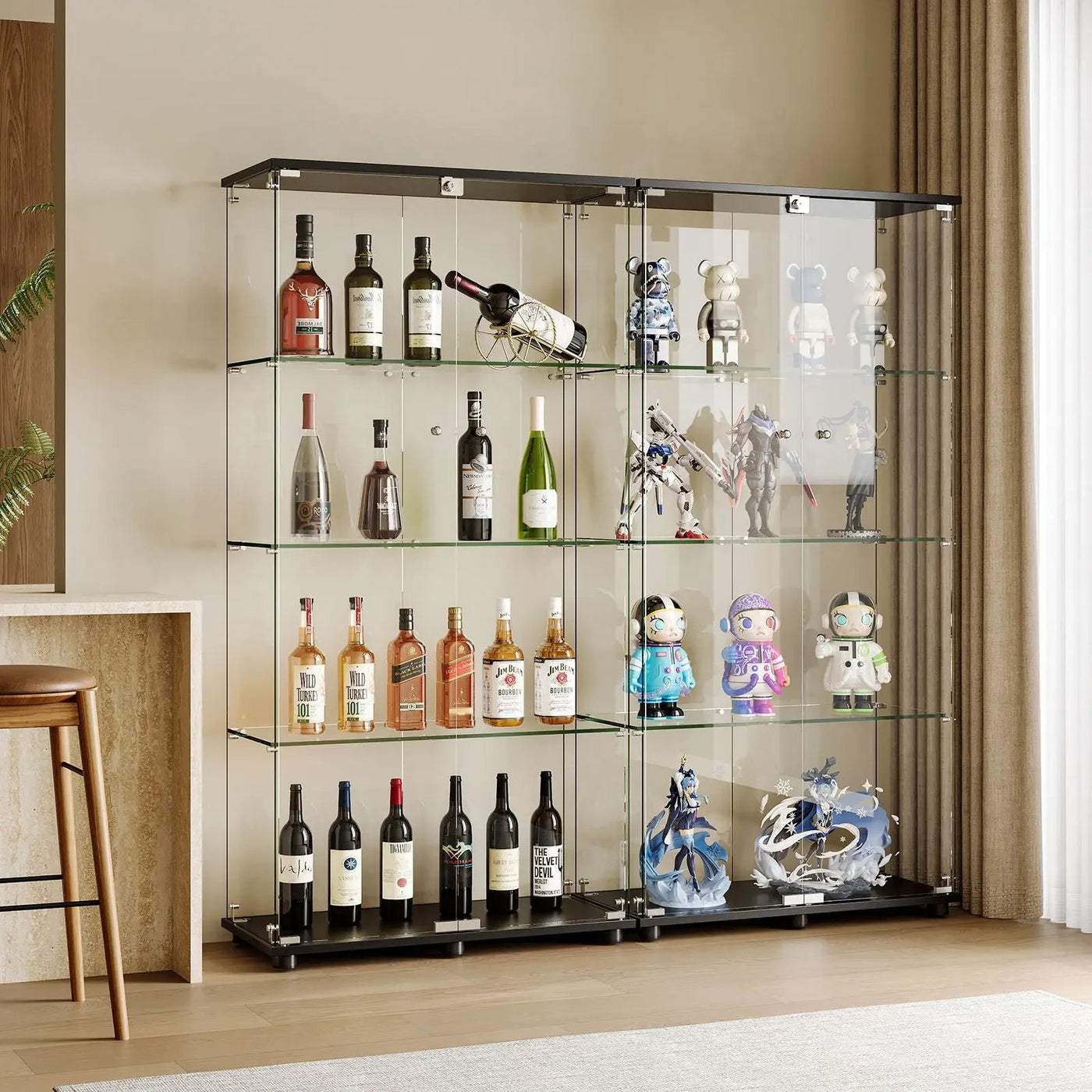 Display Cabinet With Shelf Double Doors And Lock by Unique Piece Furniture