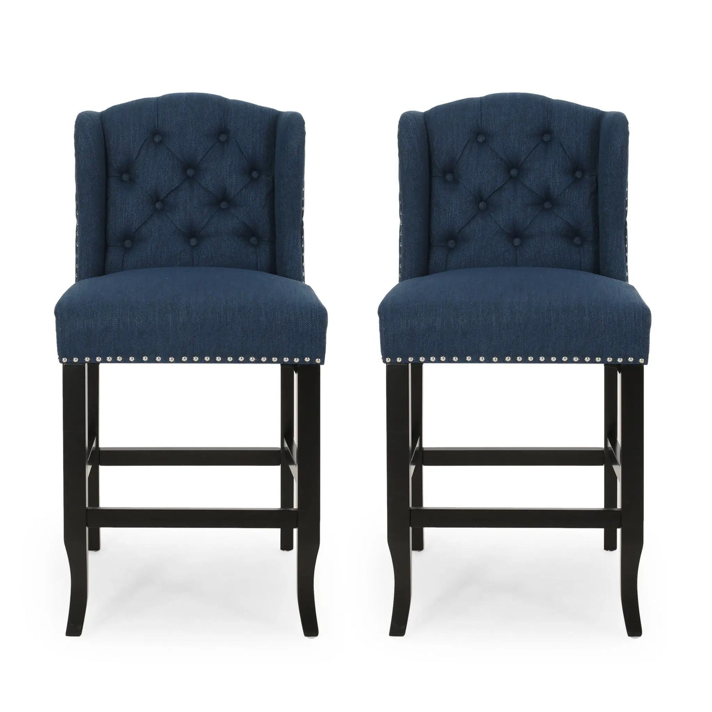 Vienna Fabric Tufted Counter Stool With Nailhead Accents (Set of 2) by HouseOfZazla