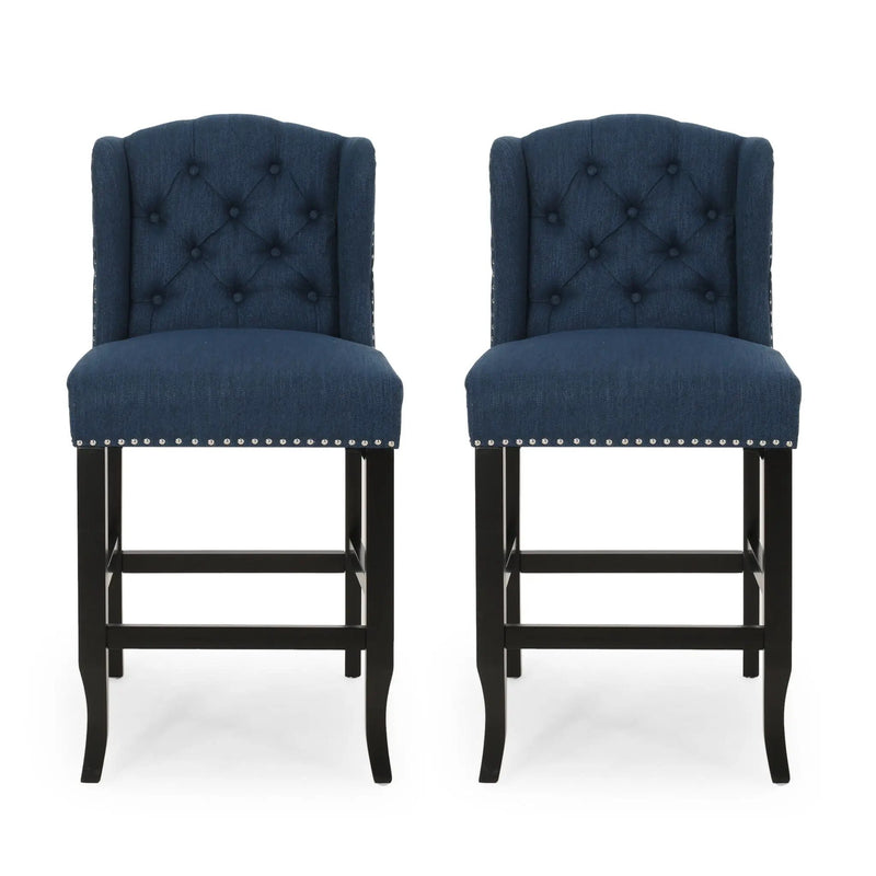 Vienna Fabric Tufted Counter Stool With Nailhead Accents (Set of 2) by HouseOfZazla