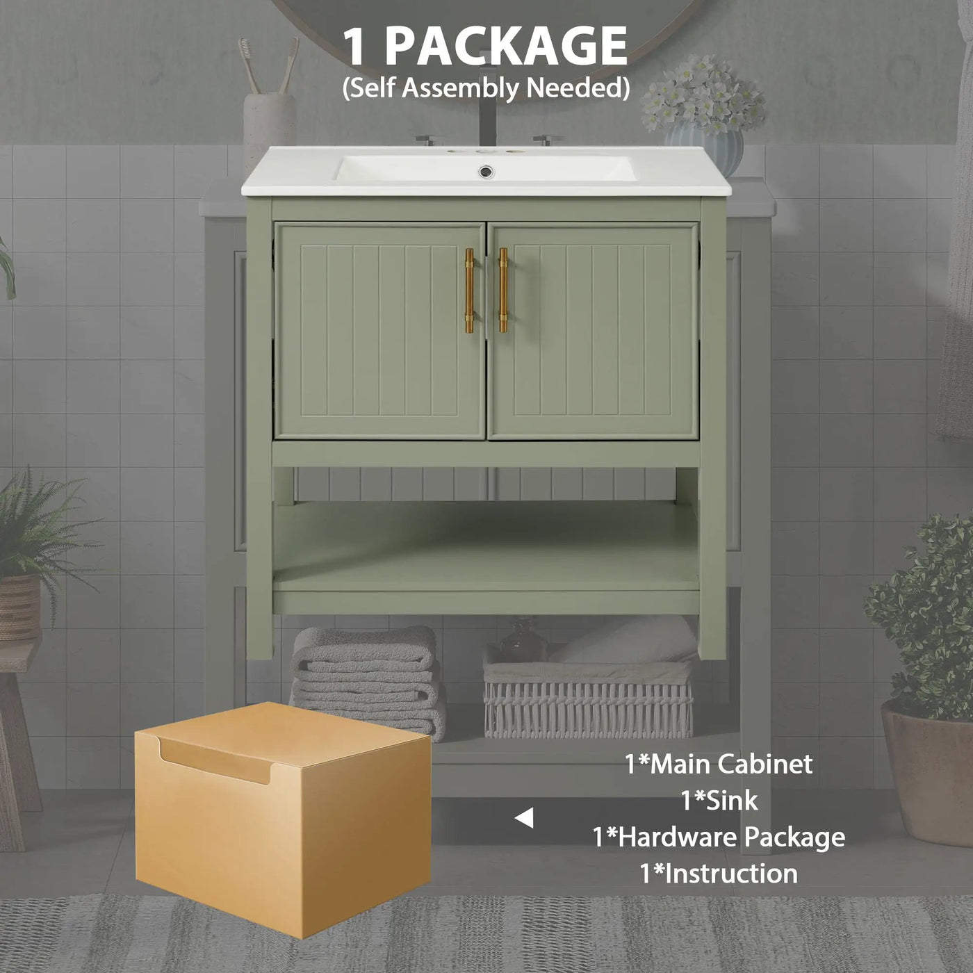 Elegant Bathroom Vanity With Ceramic Sink And Versatile Storage by HouseOfZazla