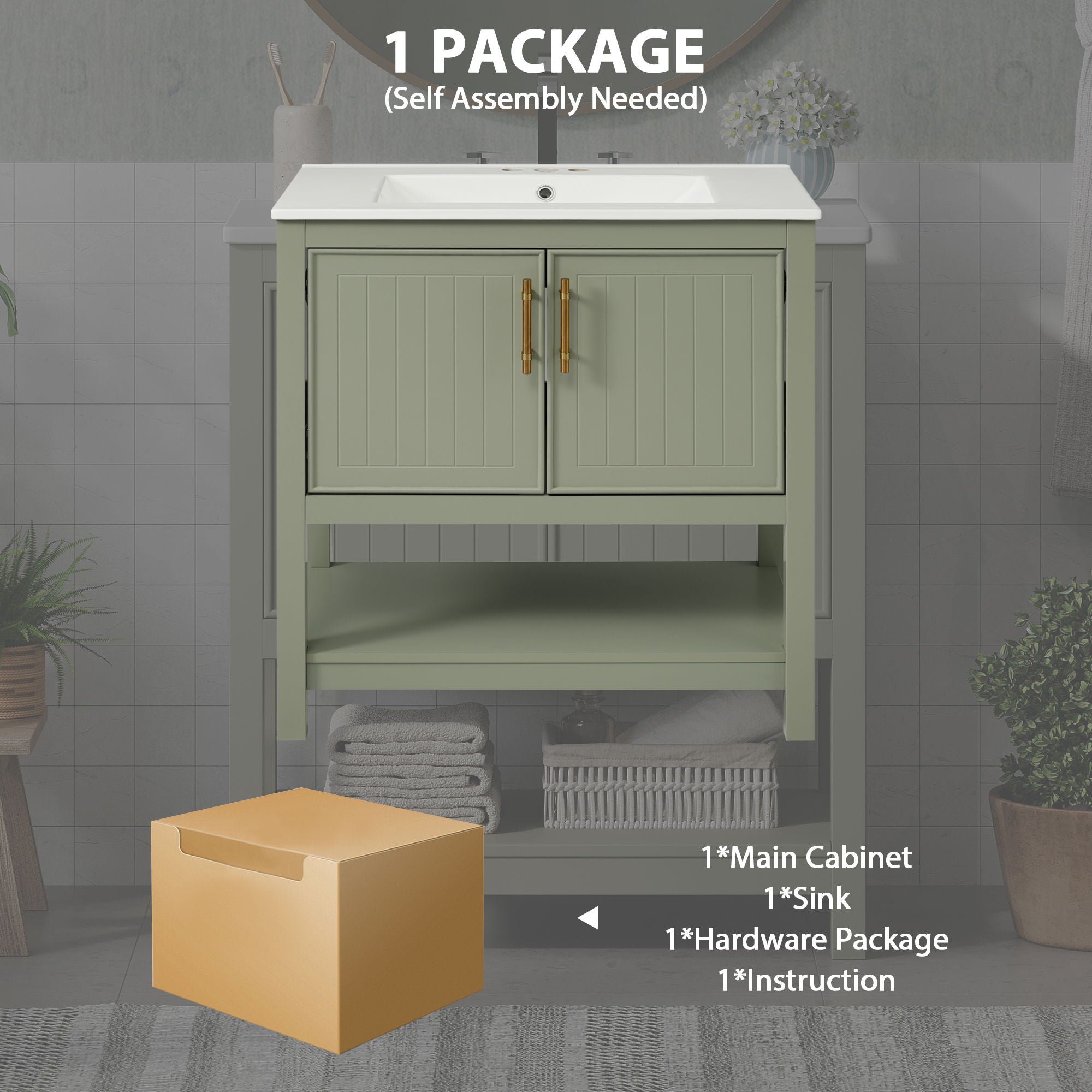 Elegant Bathroom Vanity With Ceramic Sink And Versatile Storage by HouseOfZazla