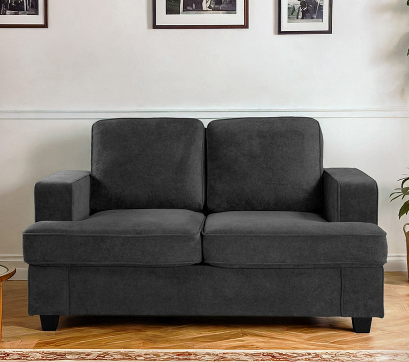 Modern Loveseat, Comfortable 2 Seater Couch With Deep Seating, Loose Back Cushions, Wide Arms by HouseOfZazla