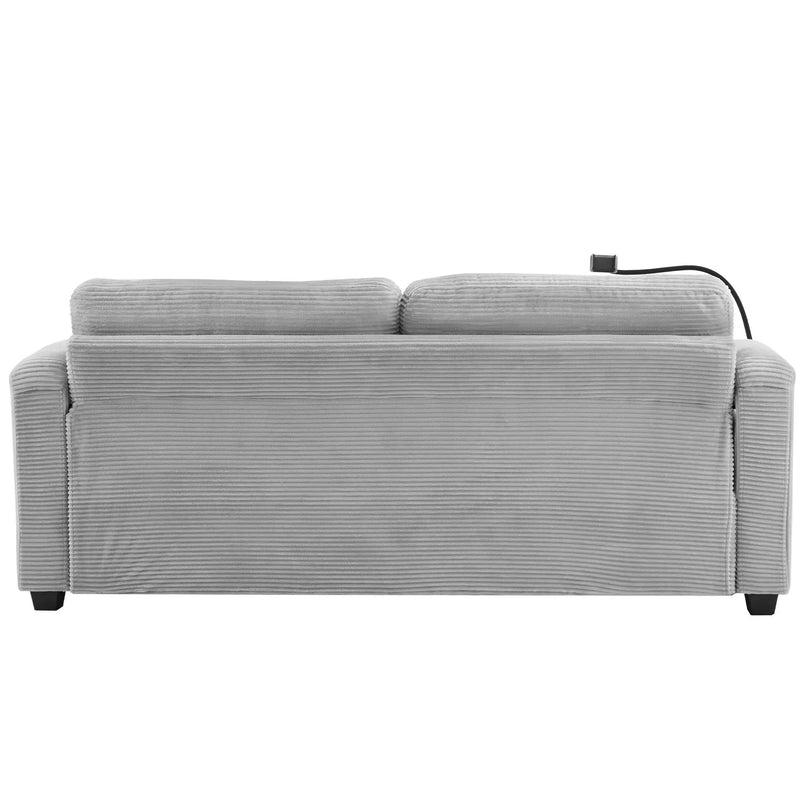 Sleeper Sofa Loveseat Sofa With Full Size Mattress, 2 USB Ports, 2 Cup Holders, 2 Side Pockets And Phone Holder by HouseOfZazla