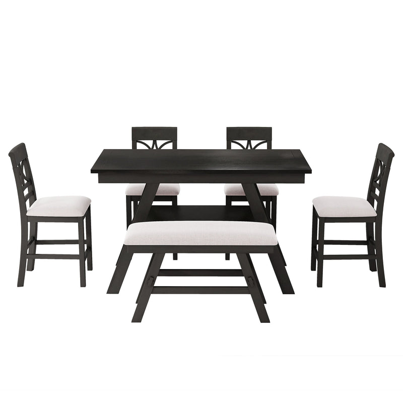 TOPMAX 6-Piece Wood Counter Height Dining Table Set with Storage Shelf by HouseOfZazla