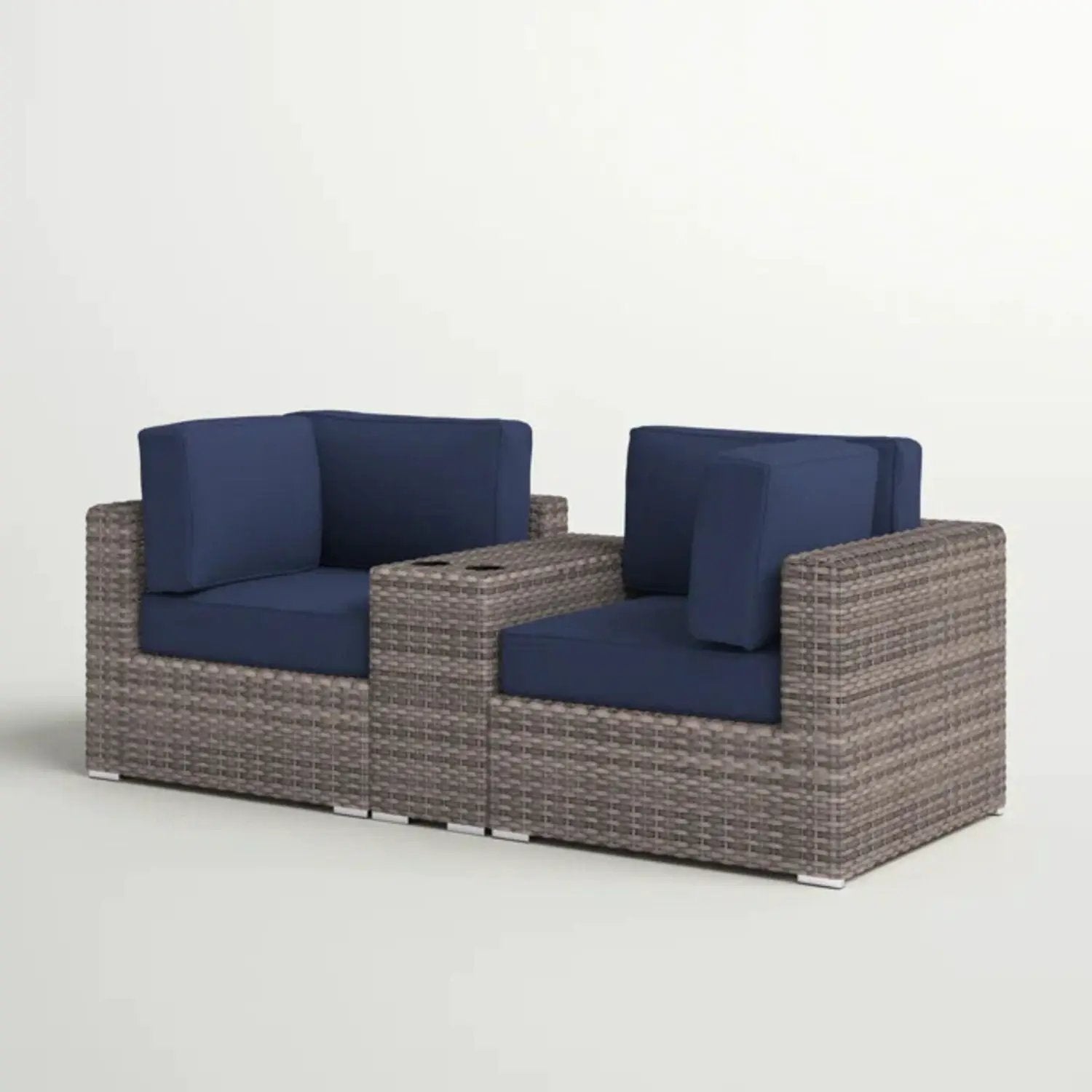 Outdoor Seating Group With Cushions 2 Person - Gray by HouseOfZazla