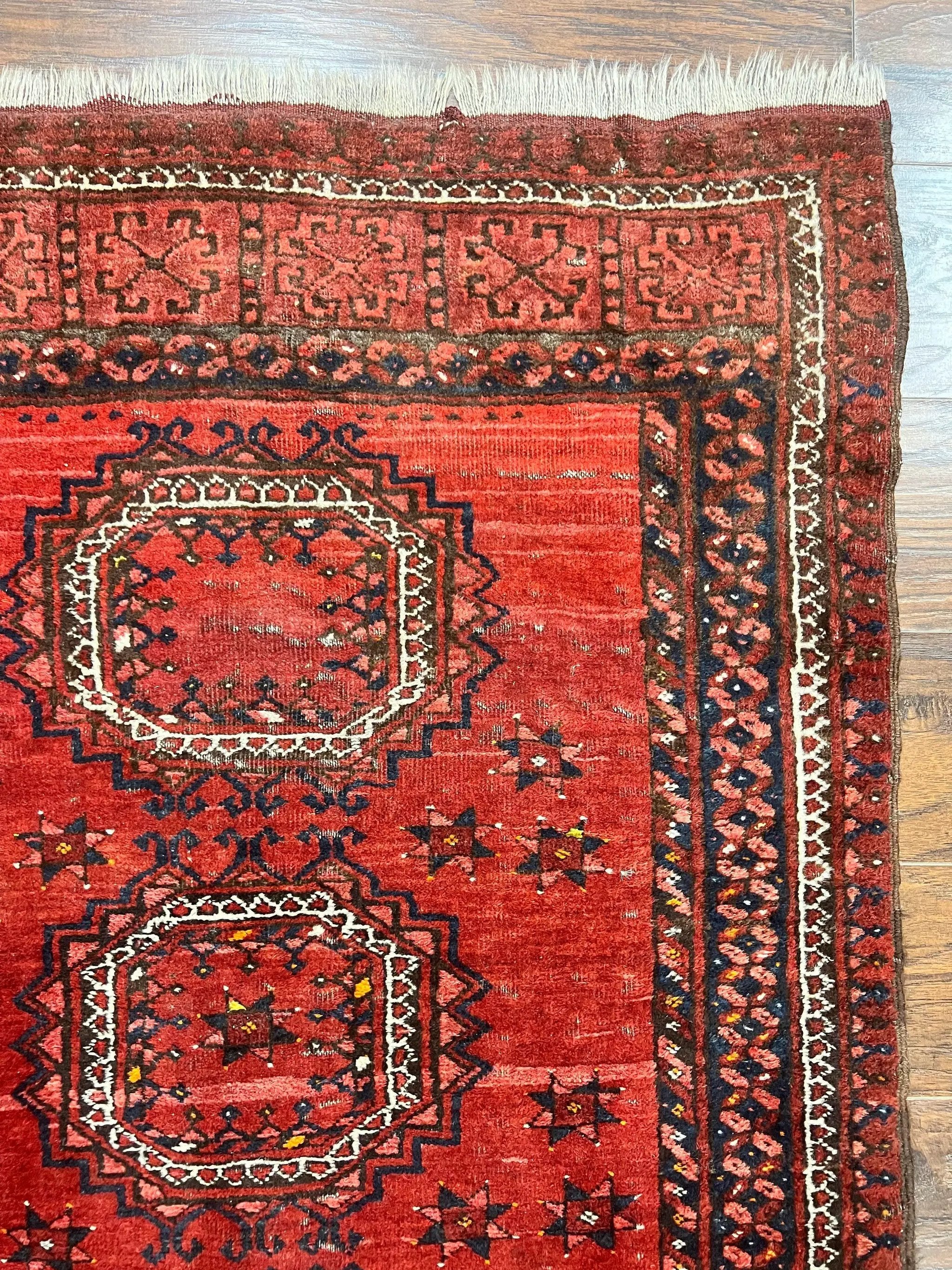 Afghan Rug 3x6, Semi Antique Vintage Oriental Carpet, Wool Handmade Red Rug, Tribal Rug, Afghan Beshir Rug by Jewel Rugs