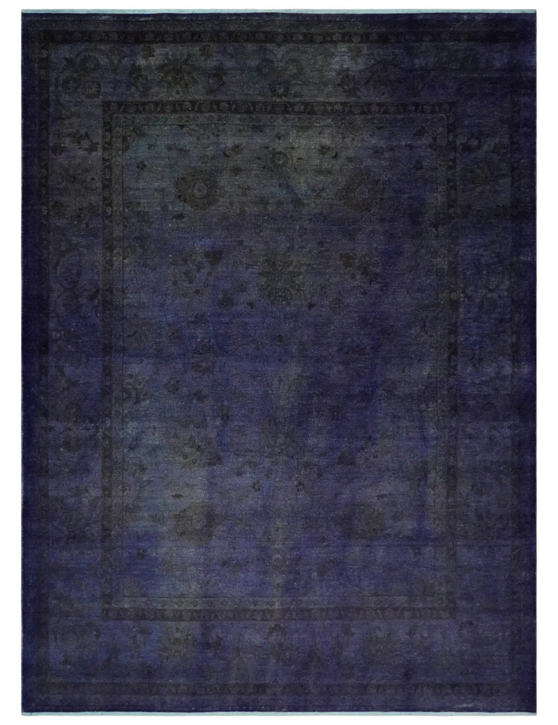 8.4x11.5 Overdyed Royal Dark Purple Hand Knotted Traditional Oushak Wool Area Rug by The Rug Decor