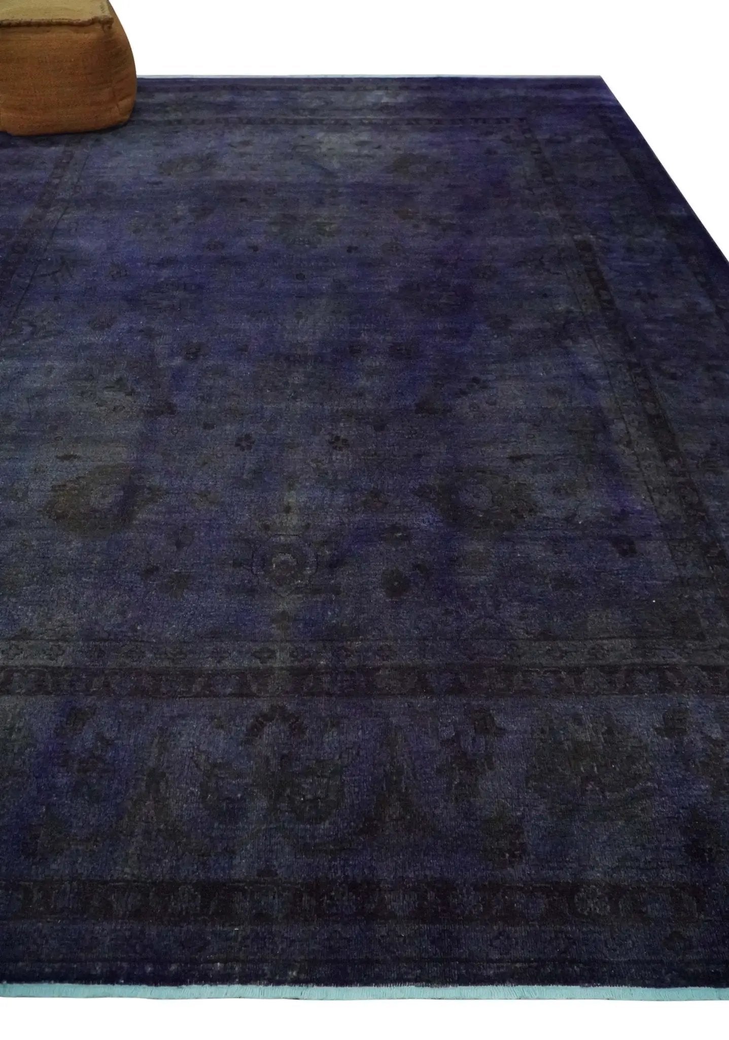 8.4x11.5 Overdyed Royal Dark Purple Hand Knotted Traditional Oushak Wool Area Rug by The Rug Decor