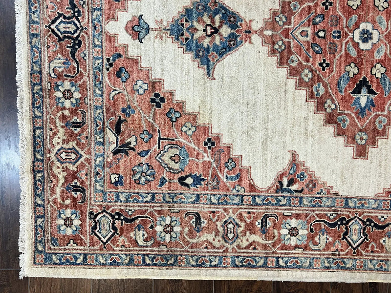 Peshawar Rug 5x7, Wool Hand Knotted Handmade Vintage Carpet, Serapi Design, Pakistani Rug 5 x 7 ft, Medium Sized, Geometric Rug by Jewel Rugs