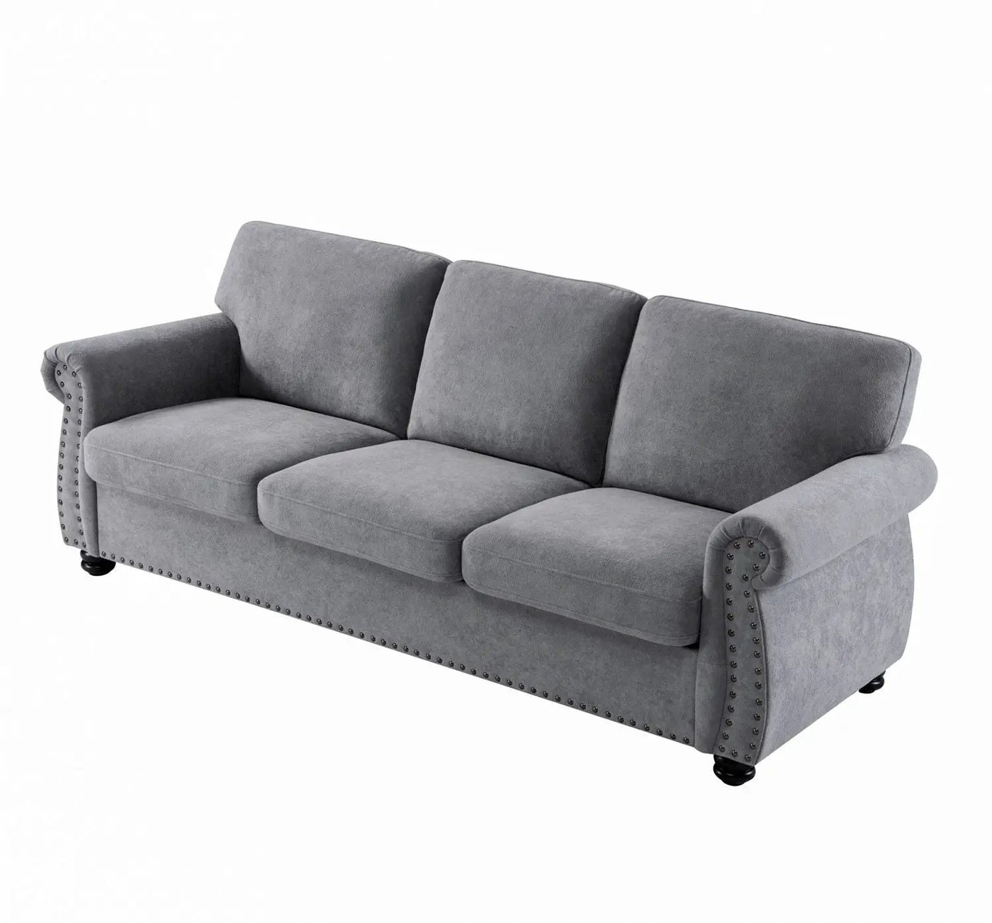 Soft Sofa, Upholstered 3 Seater Couch With High Density Foam, Loose Back Cushions And Turned Legs by Unique Piece Furniture