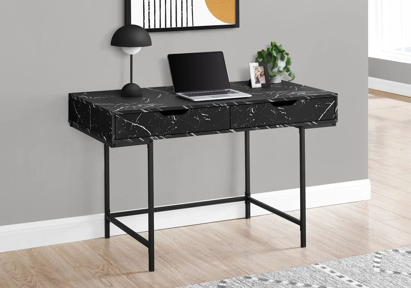 Computer Desk For Home Office, Storage Drawers, Marble Look Contemporary & Modern by Unique Piece Furniture