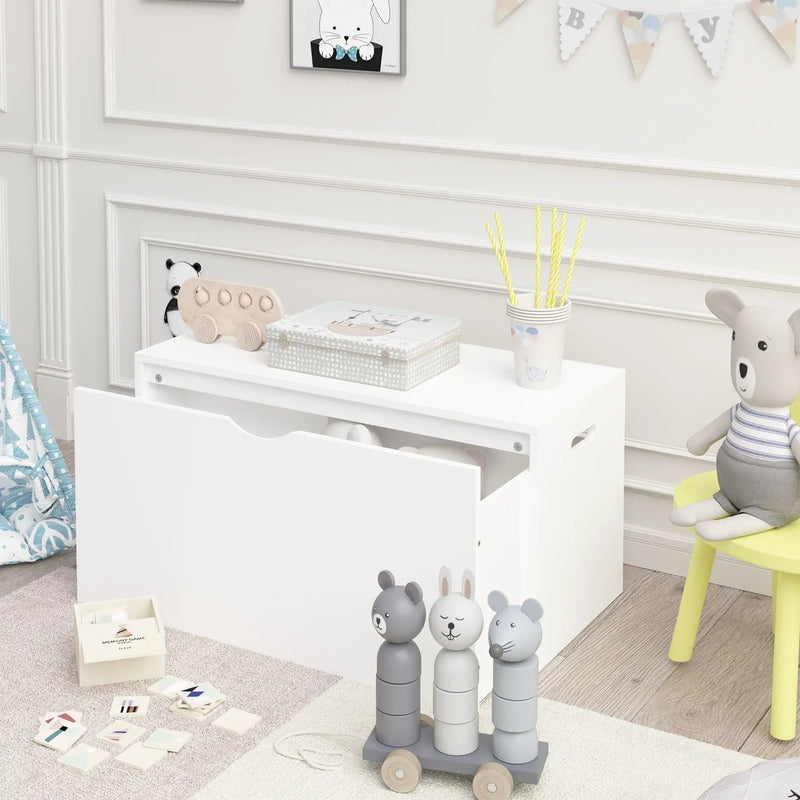 Toy Storage Organizer With Rolling Drawer, Chest With Wheels, Large Pull Out Bin For Nursery - White by Unique Piece Furniture