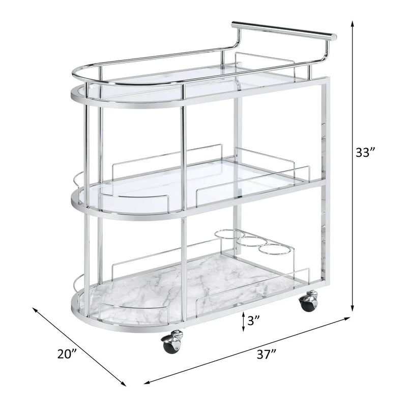 Inyo - Serving Cart - Clear Glass & Chrome by Unique Piece Furniture