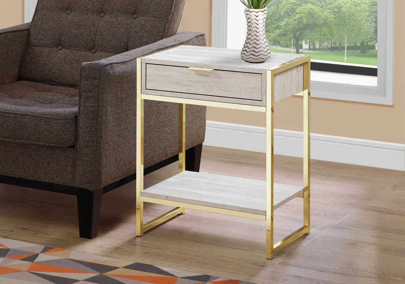 Accent Side Table, Storage Drawer, Spacious Tabletop by HouseOfZazla