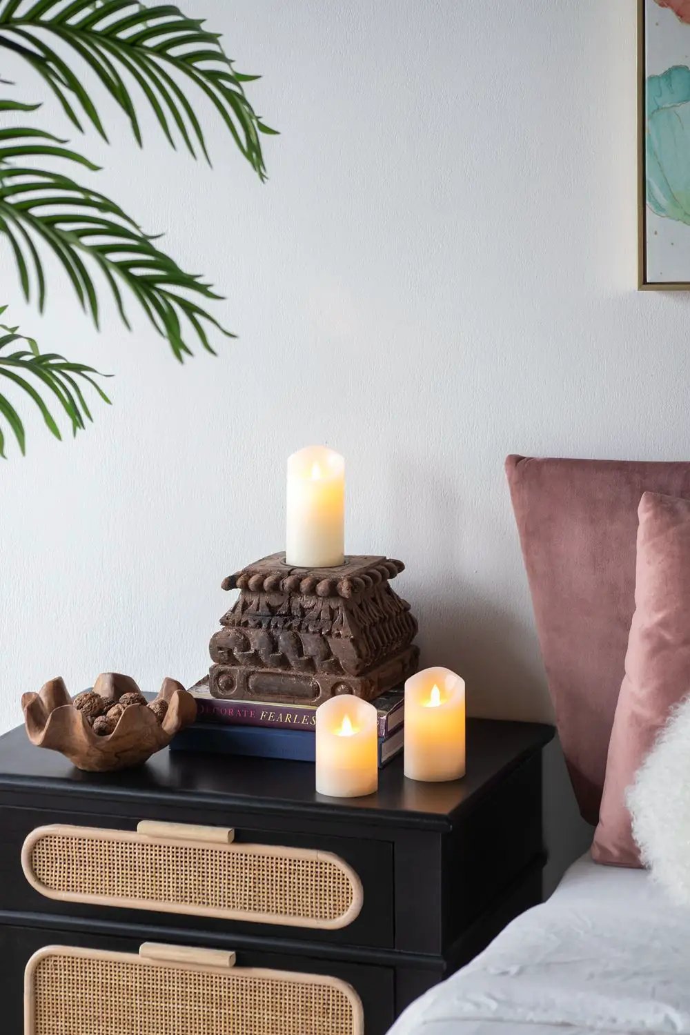 Flickering LED Candles With Remote Timer (Set of 3) - Ivory by HouseOfZazla