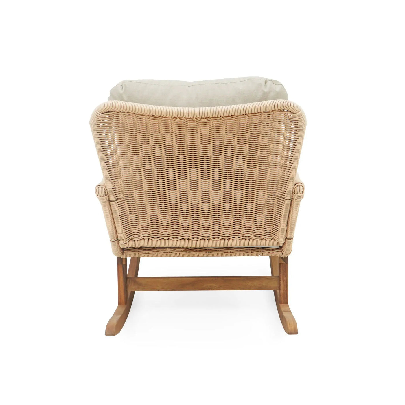Contemporary Minimalist Wicker Rocking Chair With Soft Cushions And Durable Wooden Frame by HouseOfZazla