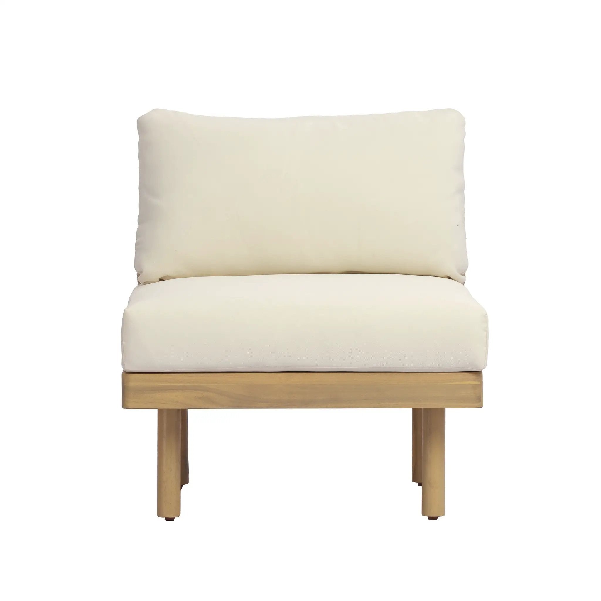 Acacia Wood Outdoor Armless Chair with Rope Back & Weather-Resistant Cushion by HouseOfZazla