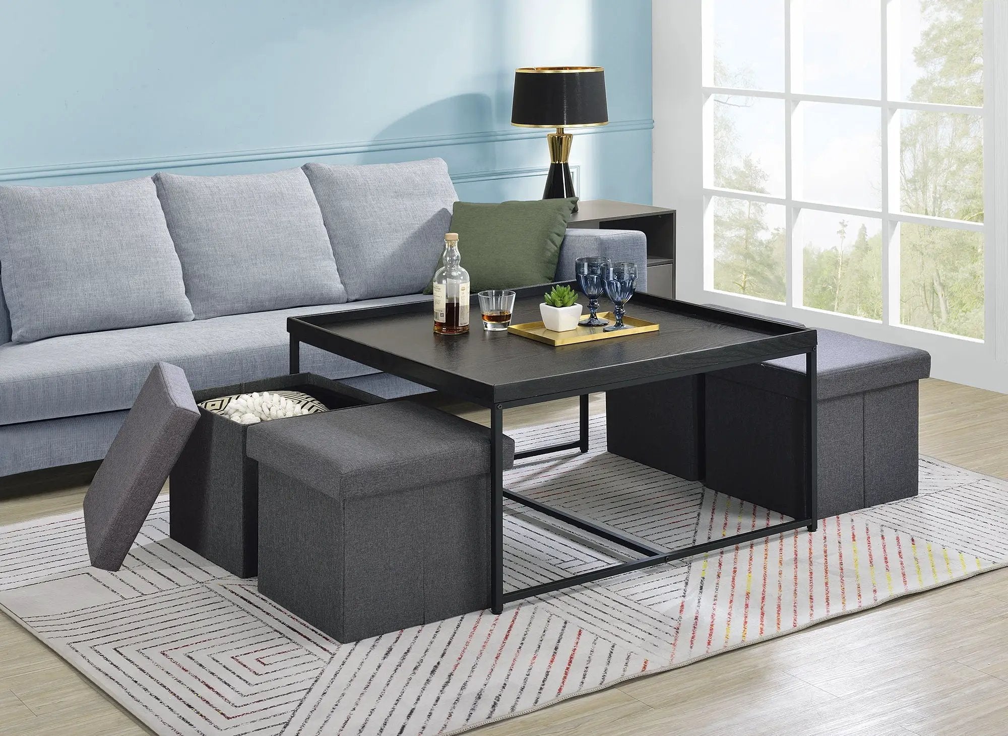Vinny - Wood Grain Coffee Table Set With Raised Edges by HouseOfZazla