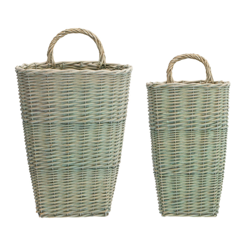 Sage woven wicker wall baskets (set of 2)