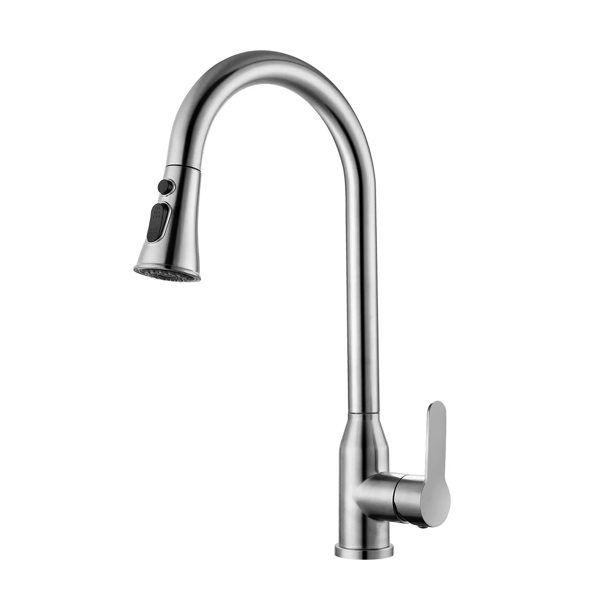 Stainless Steel High Arc Kitchen Faucet With Pull Down Sprayer - Brushed Nickel by HouseOfZazla