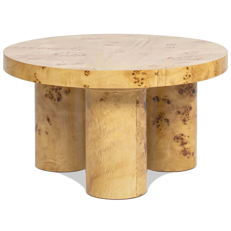 Nebula - Round Pillar Leg Coffee Table - Warm Natural Brown Burl by Unique Piece Furniture