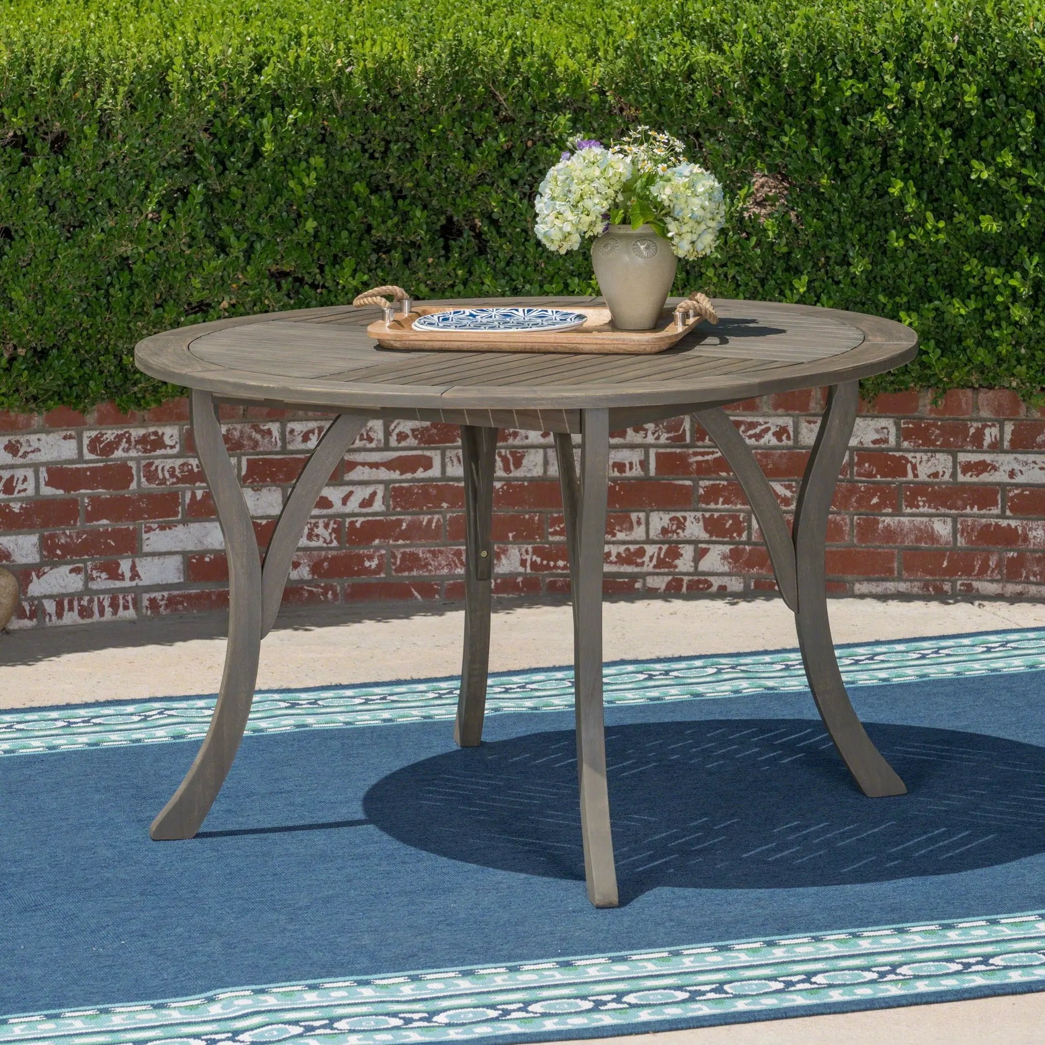 Hermosa Outdoor Acacia Wood Circular Dining Table by HouseOfZazla