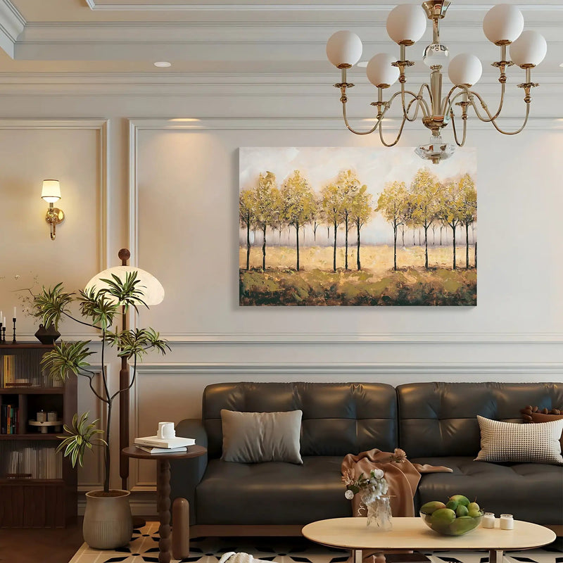 Wall Art Decor Canvas Print Autumn Embellishments Plant Forest Abstract Tree - Tan Leaves by Unique Piece Furniture