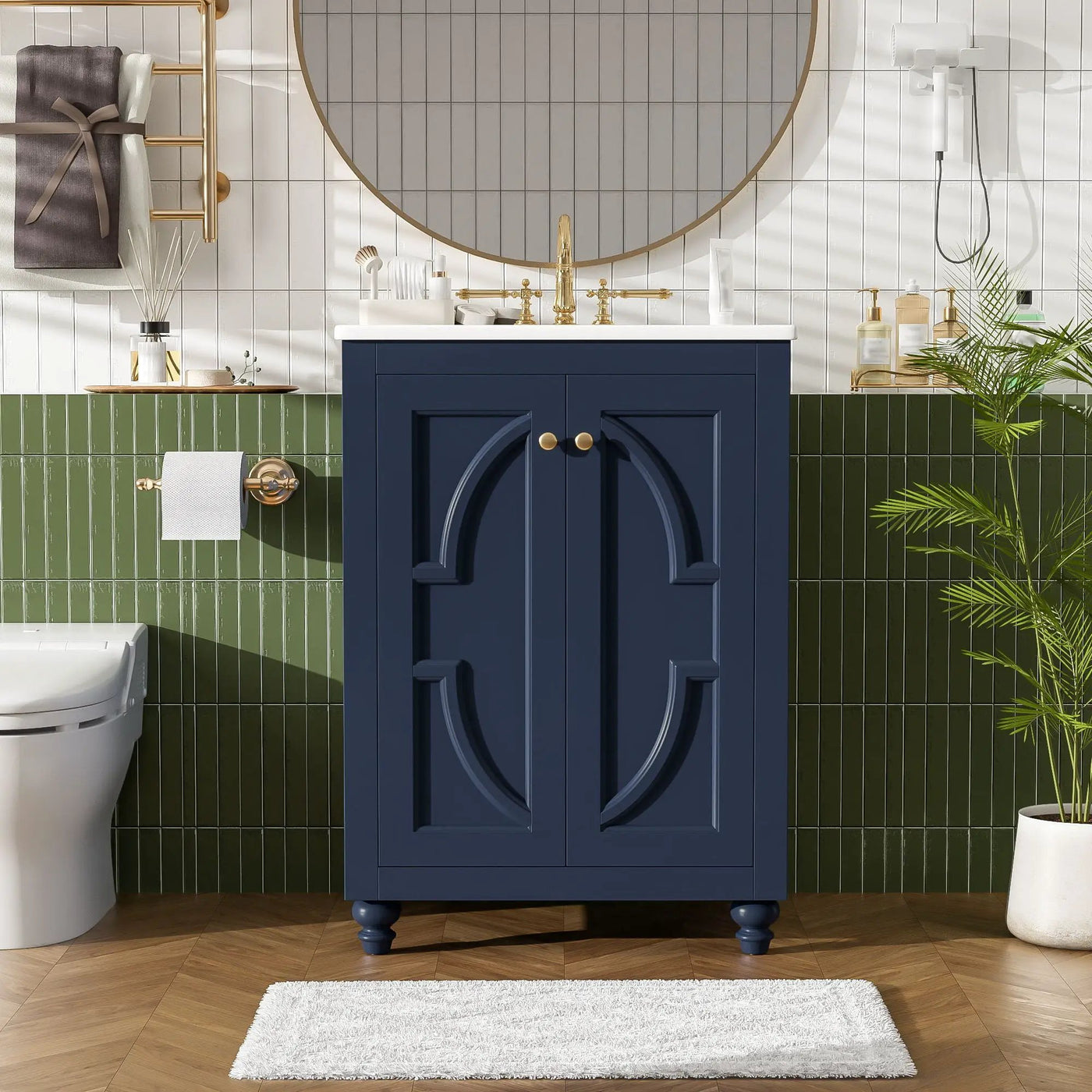 Bathroom Vanity With Ornate Elliptical Motif, Soft Close Hinges by HouseOfZazla