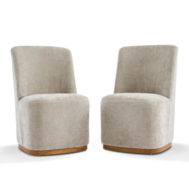 Indoor Upholstered Dining Chair (Set of 2) with Sturdy Frame - Oatmeal by HouseOfZazla