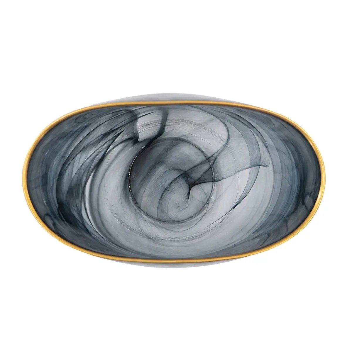 9.3x4.7x9.3' Smokey Black Glass Vase with Gold Rim by HouseOfZazla