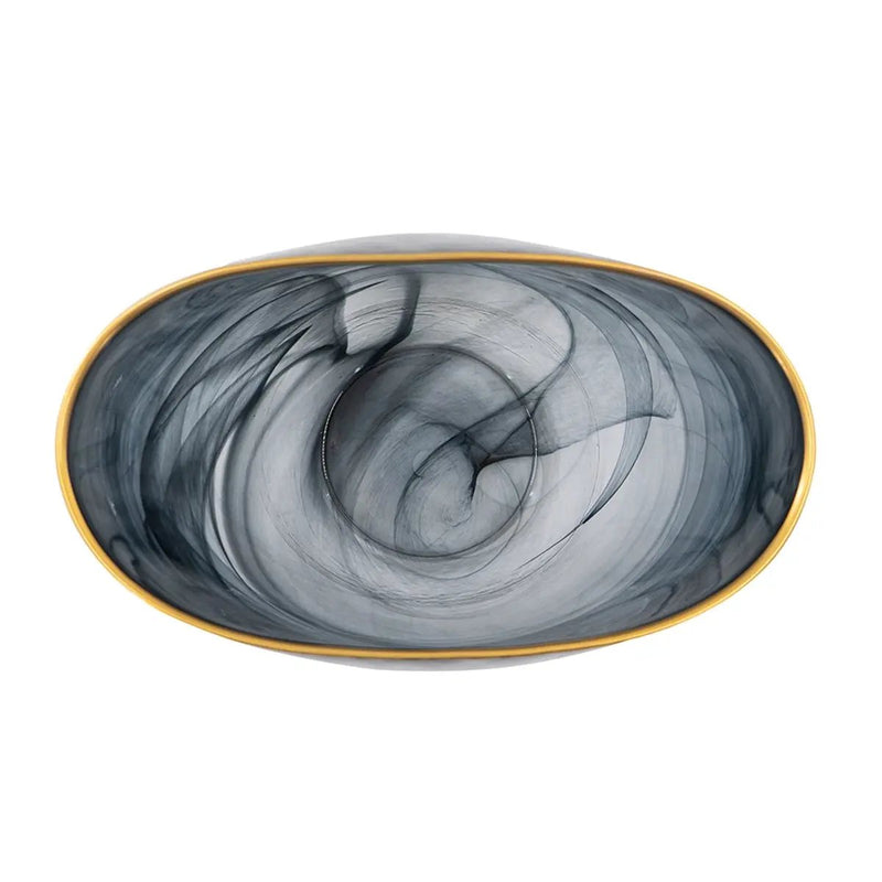 9.3x4.7x9.3' Smokey Black Glass Vase with Gold Rim by HouseOfZazla