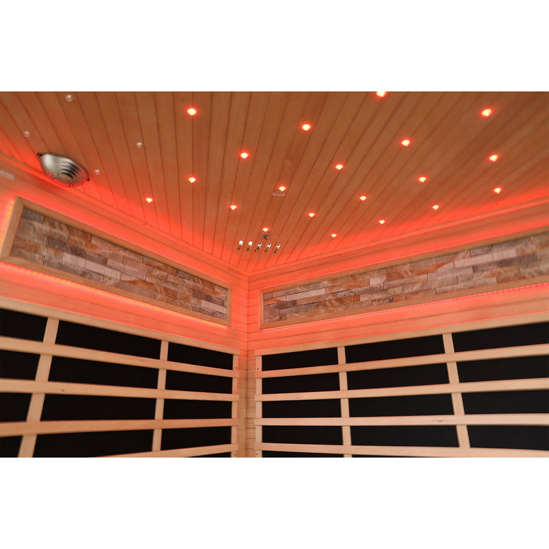 Pentagonal Sauna Room With Carbon Heating Plates - American White Oak by HouseOfZazla