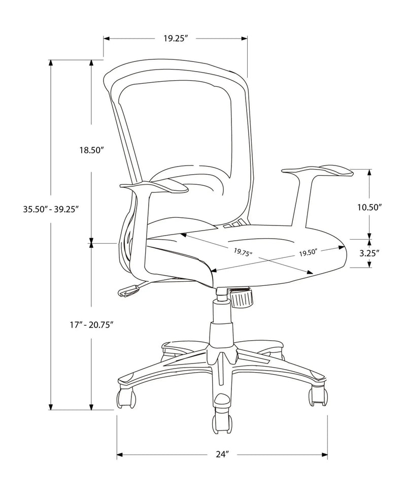 Office Chair, Adjustable Height, Swivel, Ergonomic, Armrests, Mesh - Black by HouseOfZazla